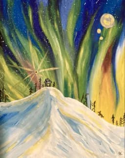 Road to home. Nothern lights