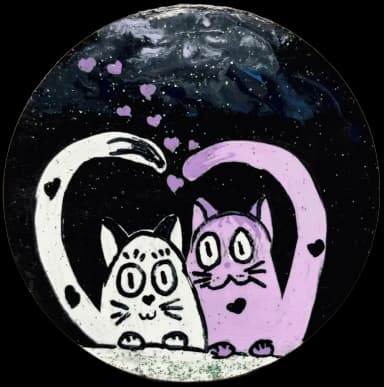 Lovely Valentines white and purple cats