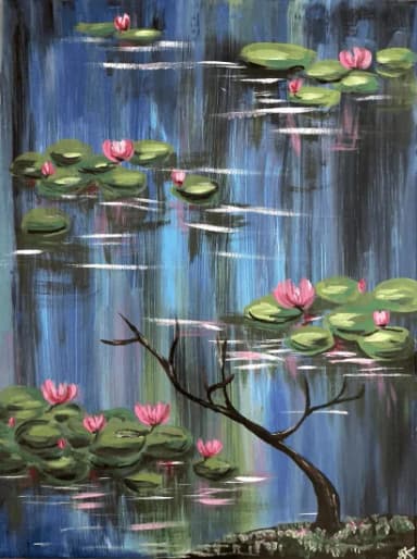 Pink lily on the river